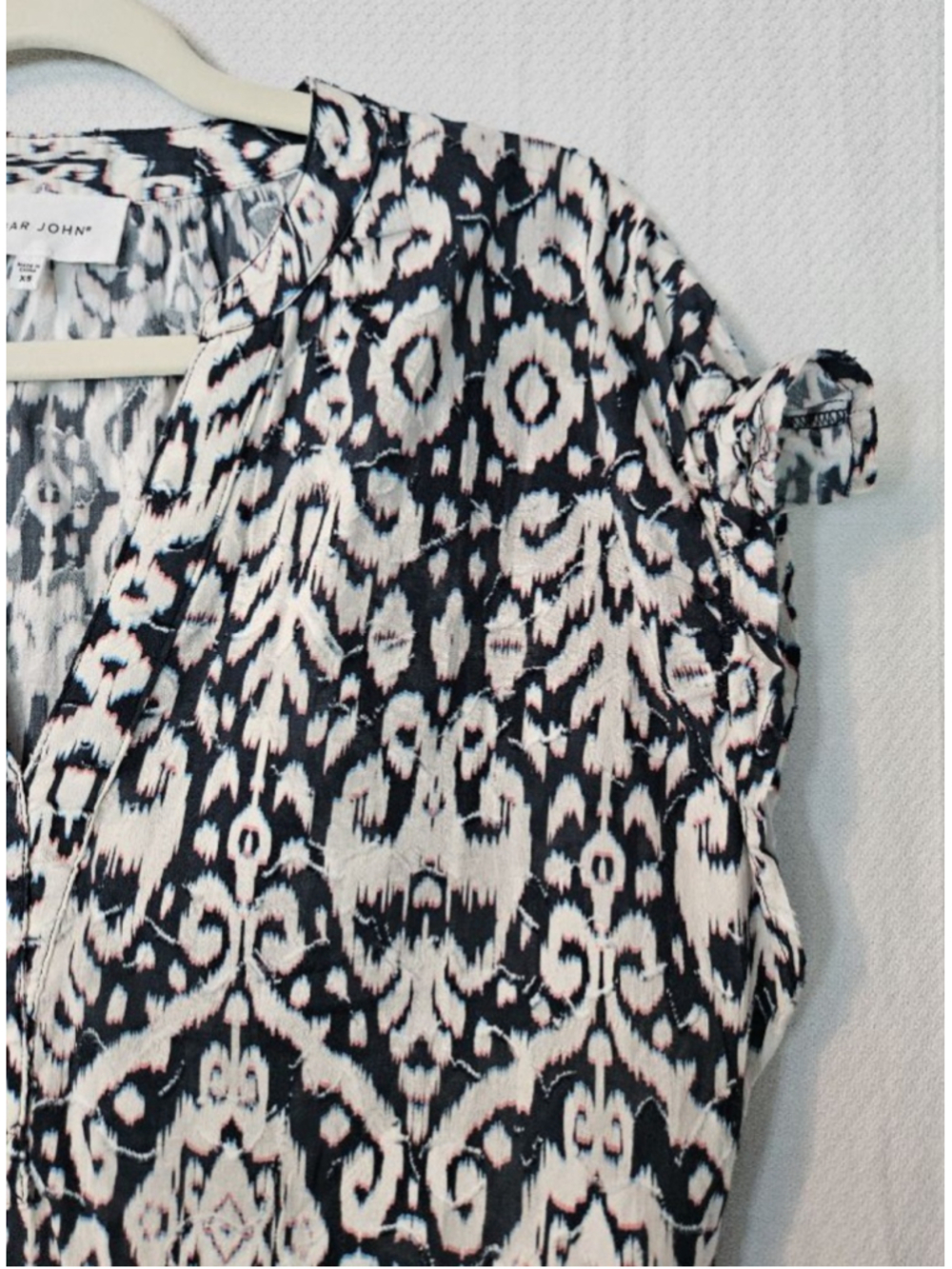 DEAR JOHN Julia Novelty Paisley Ikat Print Blouse Ruched sleeve & Back XS - Picture 5 of 7